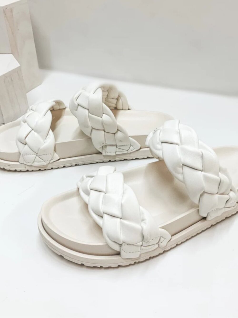 White Braided Sandals - Picture 2 of 3